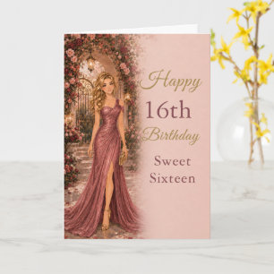Tarjeta de cumpleaños Sweet Sixteen para jardín de