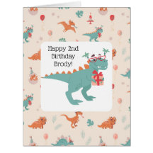 "Tarjeta de cumpleaños t-rex de juguete