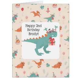 "Tarjeta de cumpleaños t-rex de juguete