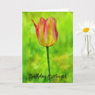 Tarjeta de cumpleaños Tall Colorous Tulip Flower A
