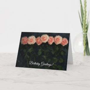 Tarjeta de cumpleaños Tall Peachy Pink Roses Art
