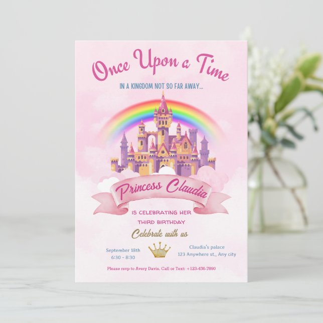 tarjeta de cumpleaños, tarjeta de invitación de cu (Anverso de pie)