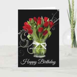 Tarjeta de cumpleaños-tarjeta de tulipanes rojos