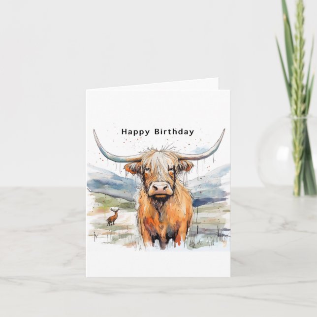 Tarjeta de cumpleaños, tarjeta de vaca de las tier (Anverso)