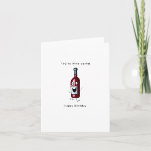 Tarjeta de cumpleaños, tarjeta temática de vino. T