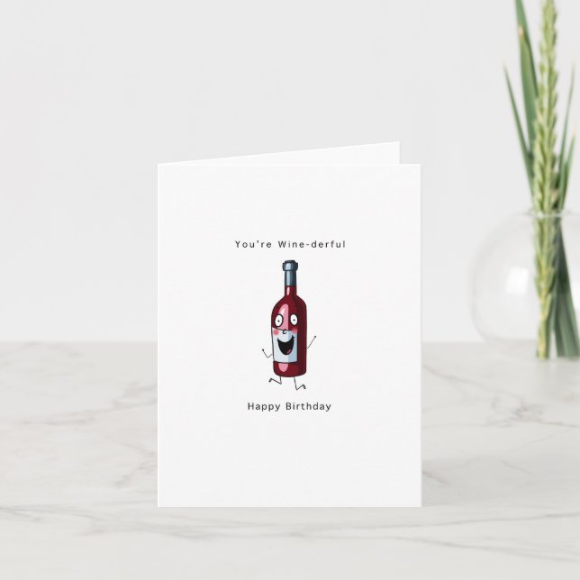 Tarjeta de cumpleaños, tarjeta temática de vino. T (Anverso)