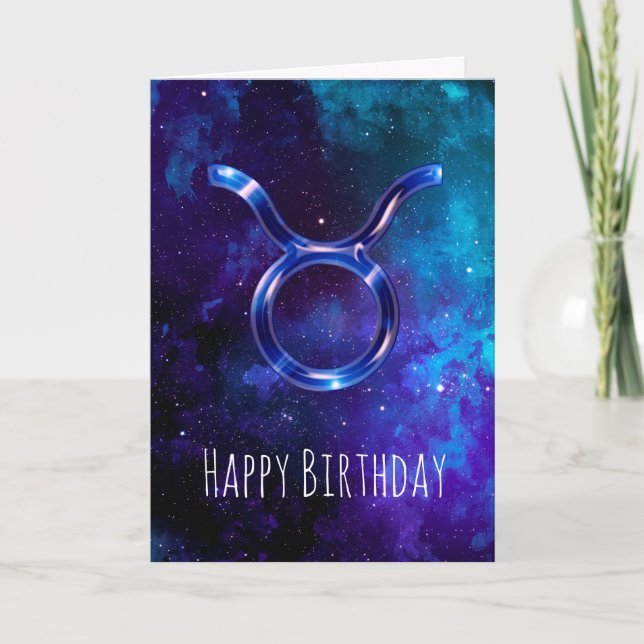 Tarjeta de cumpleaños Taurus Blue Space (Anverso)