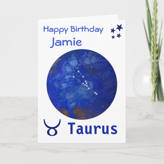 Tarjeta de cumpleaños Taurus zodiac (Anverso)