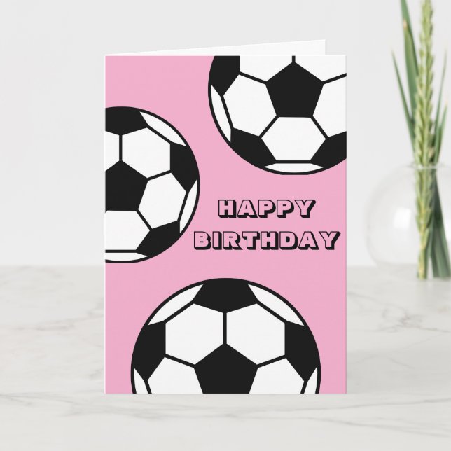 Tarjeta de cumpleaños - Tema de deportes rosados (Anverso)