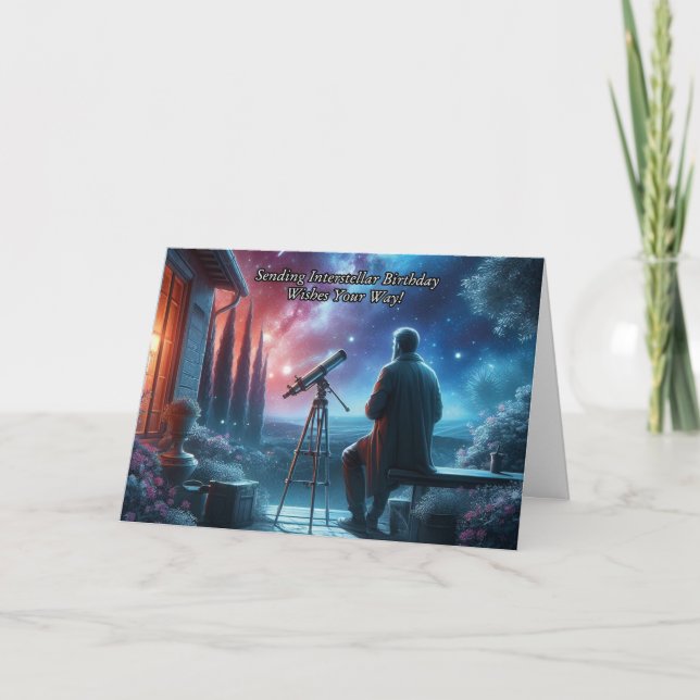 Tarjeta de cumpleaños temática de astronomía celes (Anverso)