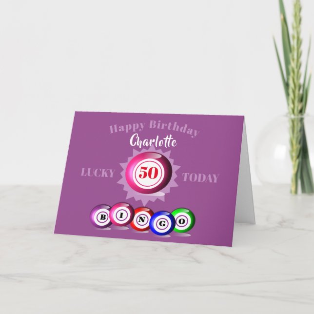 Tarjeta de cumpleaños temática de Bingo Número de  (Anverso)