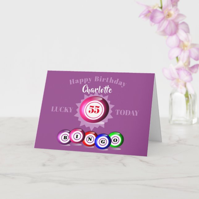 Tarjeta de cumpleaños temática de Bingo Número de  (Orquídea)