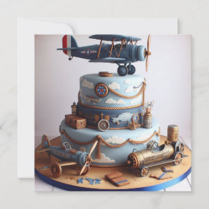 TARJETA DE CUMPLEAÑOS TEMÁTICA DE RETRO LOOK AIRPL