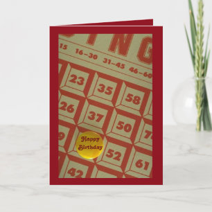 Tarjeta de cumpleaños temática del bingo lindo