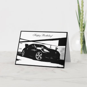 tarjeta de cumpleaños temática del coche 370Z
