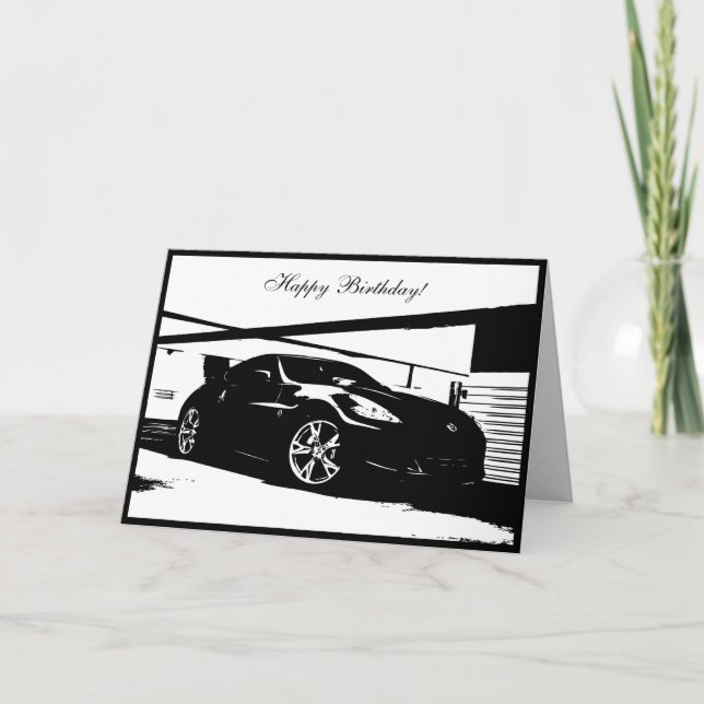 tarjeta de cumpleaños temática del coche 370Z (Anverso)