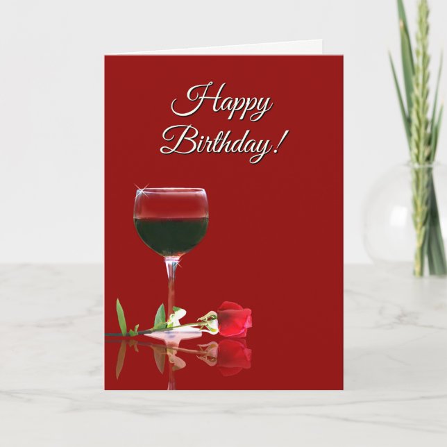 Tarjeta de cumpleaños temática del vino chistoso (Anverso)