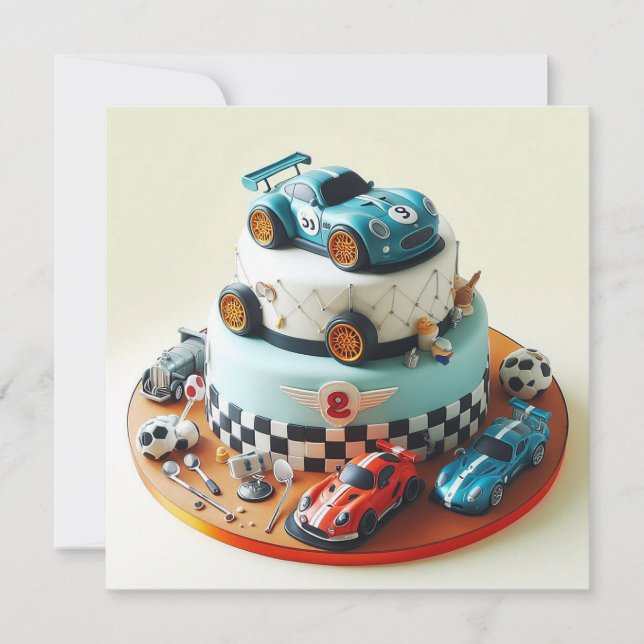 TARJETA DE CUMPLEAÑOS TEMÁTICOS DE Guay RACE CAR (Anverso)