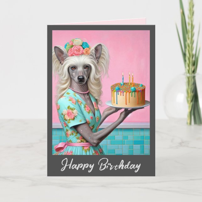 Tarjeta de cumpleaños | Ternera de perro con crest (Anverso)