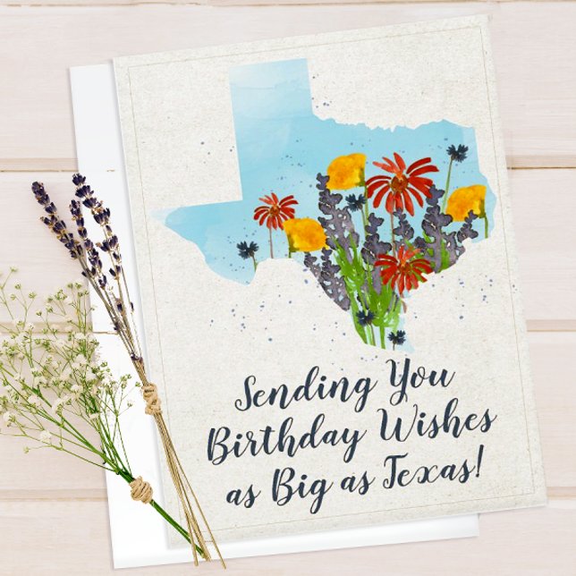 Tarjeta de cumpleaños Texas Wildflowers (Texas Wildflowers Birthday Card)