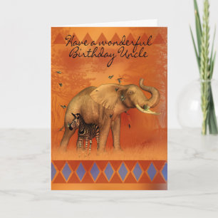 Tarjeta De Cumpleaños Tío Con Mariposa Elefante Y