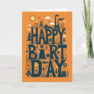 Tarjeta de cumpleaños tipográfica juguetona