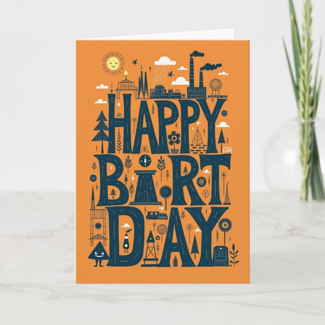 Tarjeta de cumpleaños tipográfica juguetona (Anverso)