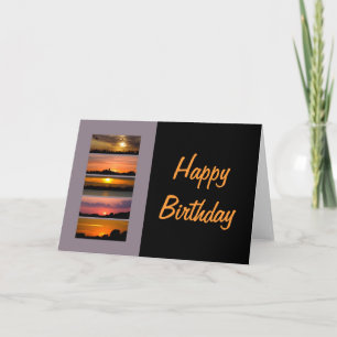 Tarjeta de cumpleaños - Tiras de sol naranja rosa