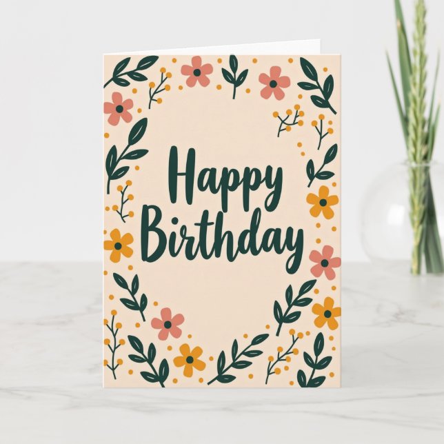 Tarjeta de cumpleaños tonos de melocotón (Anverso)