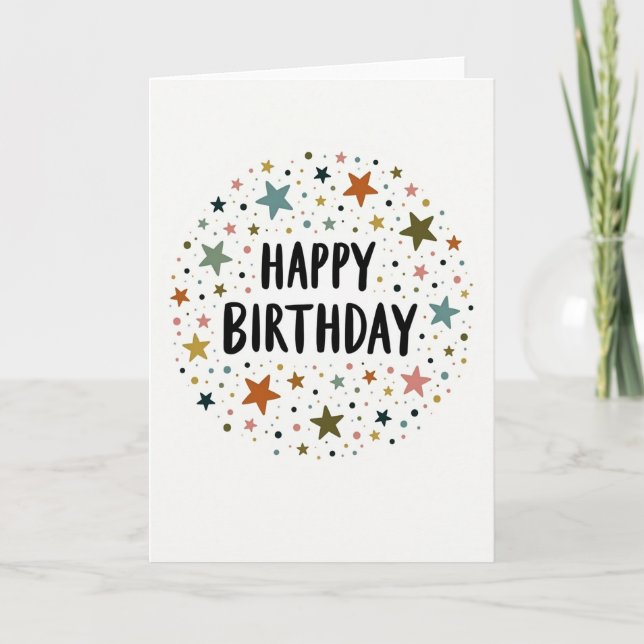 Tarjeta de cumpleaños tonos terrosos (Anverso)