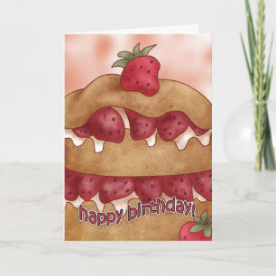 Tarjeta de cumpleaños - Torta de fresa