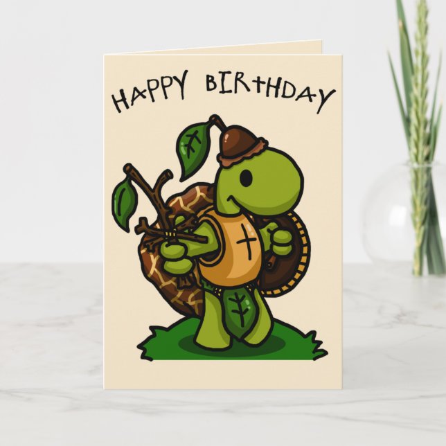 Tarjeta de cumpleaños Tortoise Knight (Anverso)