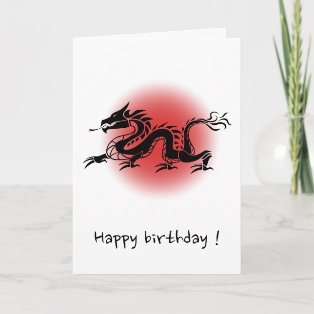 Tarjeta de cumpleaños tradicional del dragón chino (Anverso)