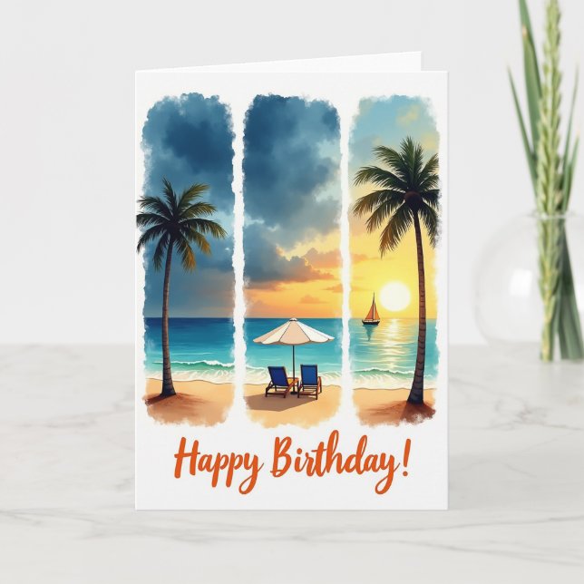 Tarjeta de cumpleaños tropical (Anverso)
