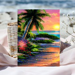 Tarjeta de cumpleaños tropical de flor personaliza