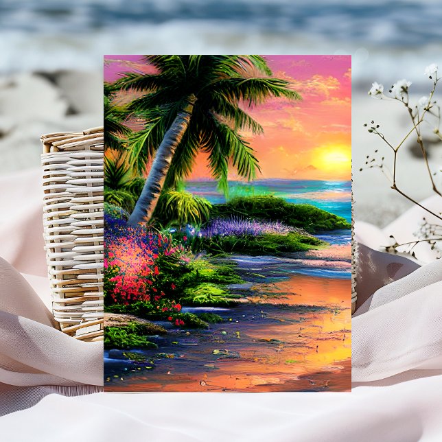 Tarjeta de cumpleaños tropical de flores personali (Subido por el creador)