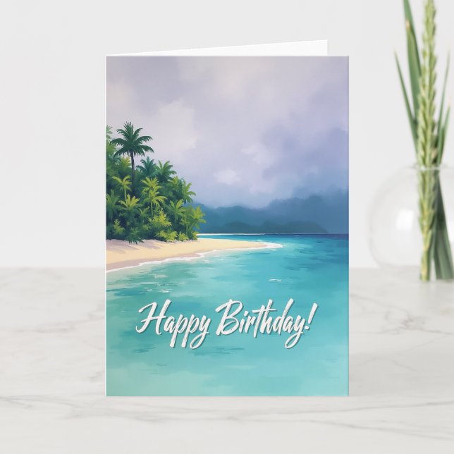 Tarjeta de cumpleaños tropical pacífica (Anverso)
