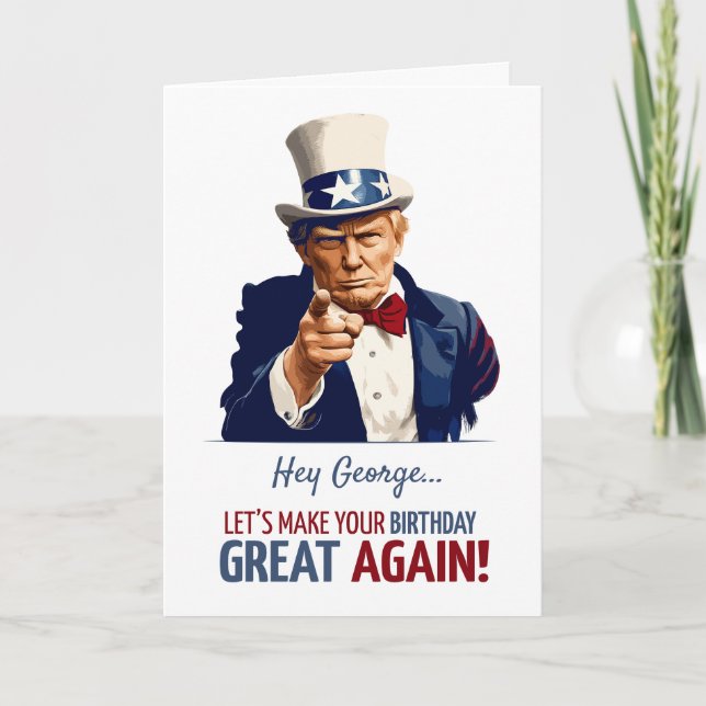Tarjeta de cumpleaños Trump / Nombre personalizado (Anverso)