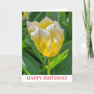 Tarjeta de cumpleaños tulipán amarillo y blanco