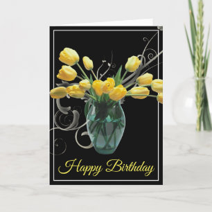 Tarjeta de cumpleaños - Tulipanes amarillos