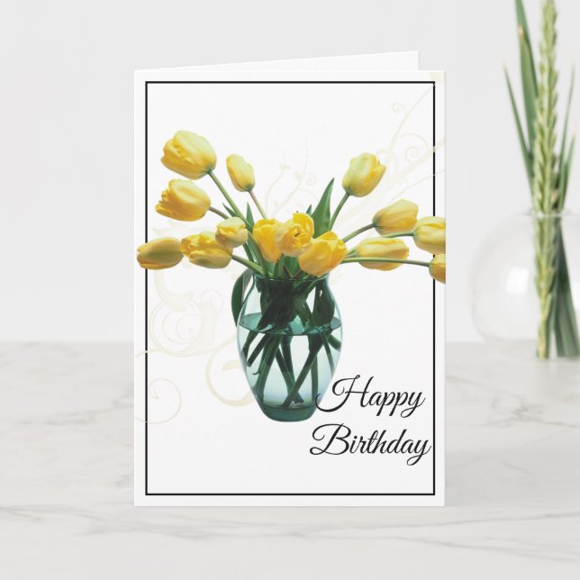 Tarjeta de cumpleaños - Tulipanes amarillos (Anverso)