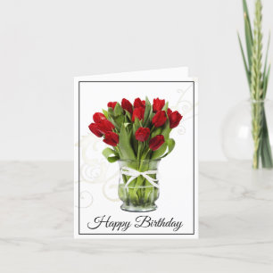 Tarjeta de cumpleaños-Tulipanes rojos
