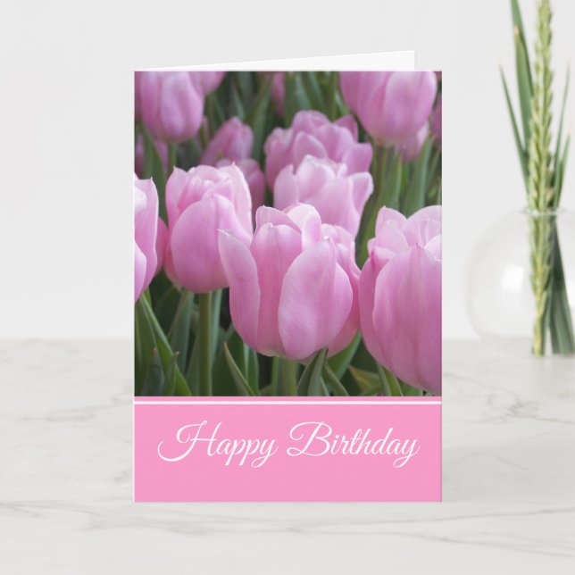 Tarjeta de cumpleaños Tulipanes rosados (Anverso)
