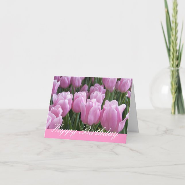 Tarjeta de cumpleaños Tulipanes rosados (Anverso)