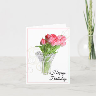 Tarjeta de cumpleaños-Tulipanes rosados