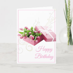 Tarjeta de cumpleaños-Tulipanes rosados