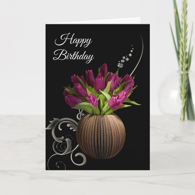 Tarjeta de cumpleaños -Tulips (Anverso)
