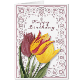 Tarjeta de cumpleaños Tulips y Lace