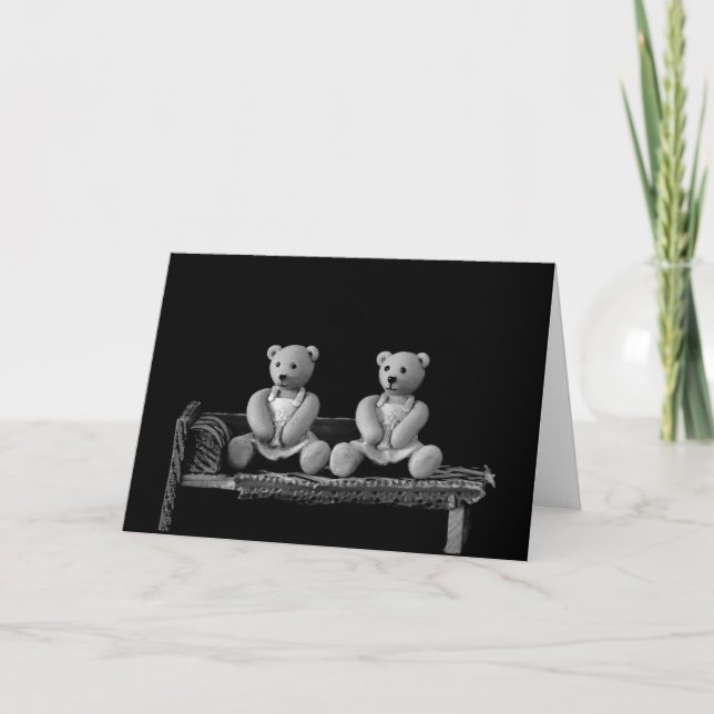 Tarjeta de cumpleaños Twin Teddy Bears (Anverso)