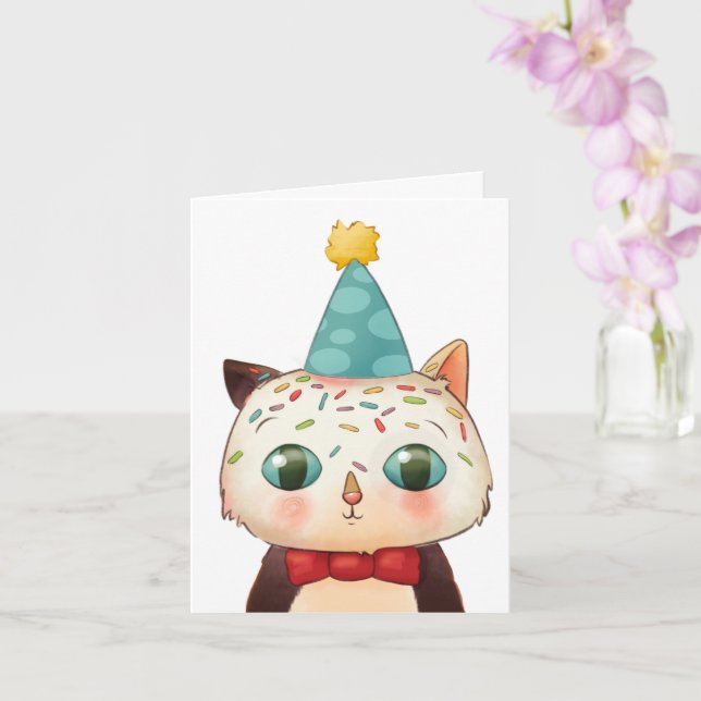 Tarjeta de Cumpleaños Un Gato Cute Gracioso Le Ras (Orquídea)